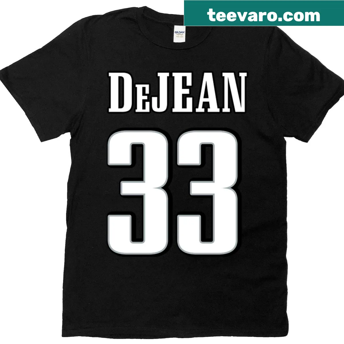Vintage Eagles T-shirt featuring Cooper Dejean's jersey number 33. — on a men's t-shirt