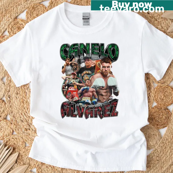 Canelo Alvarez boxing t-shirt with bold text and record