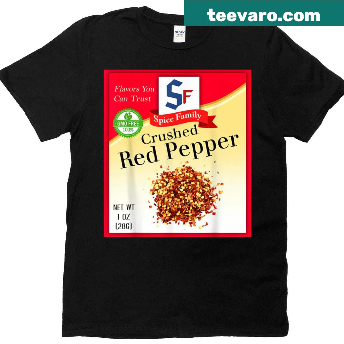 Crushed red pepper graphic on a family matching t-shirt — on a men's t-shirt