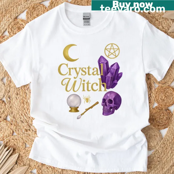 Oversized T-shirt featuring a cute crystal witch design