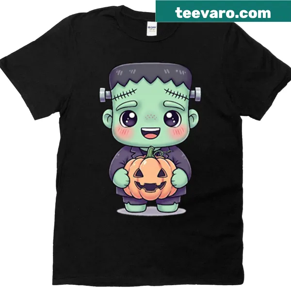 Kawaii Frankenstein character with a pumpkin graphic.