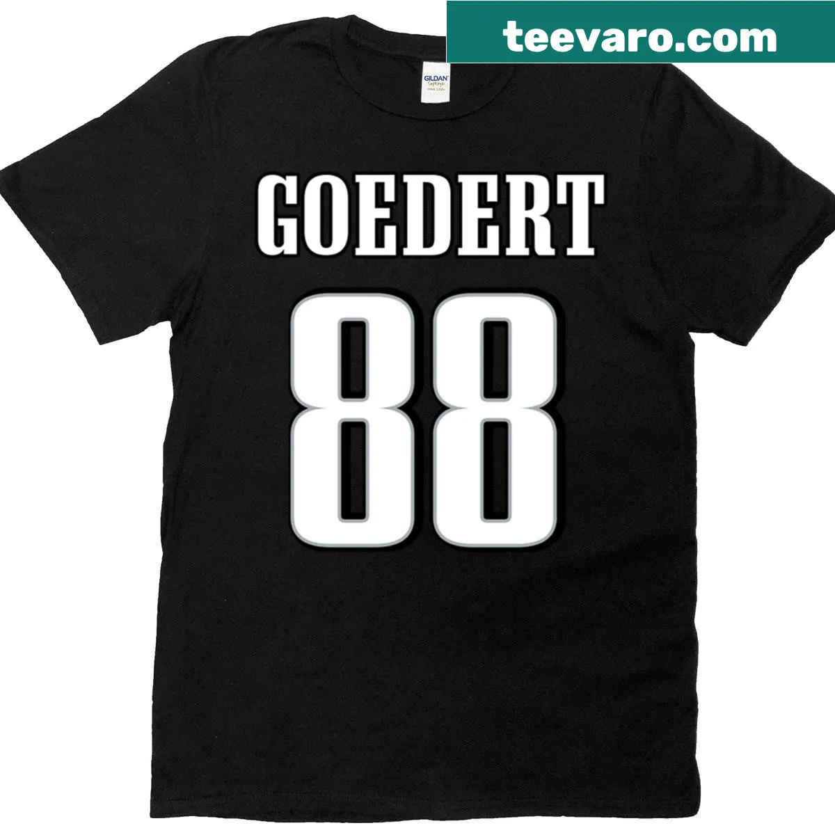 Dallas Goedert Eagles t-shirt featuring number 88 and player's name — on a men's t-shirt