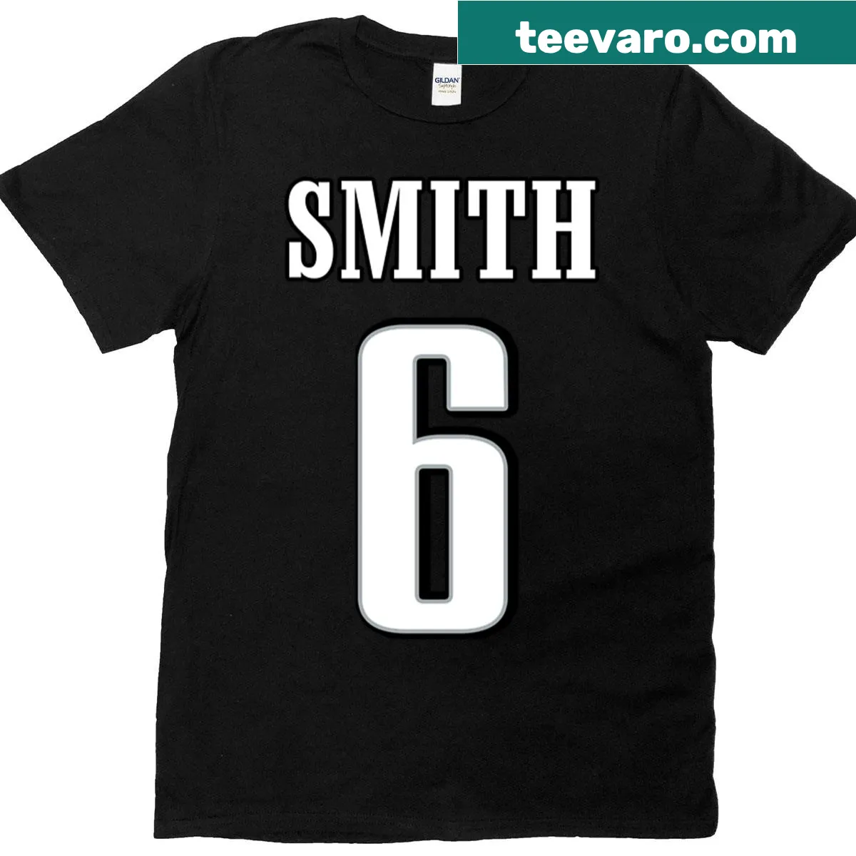 Sports T-shirt featuring Devonta Smith's number 6 for Eagles fans — on a men's t-shirt