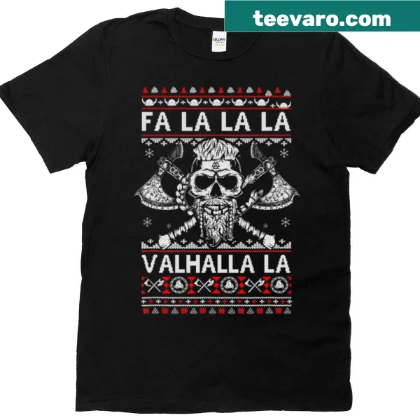 Funny Christmas T-shirt featuring a Viking skull design