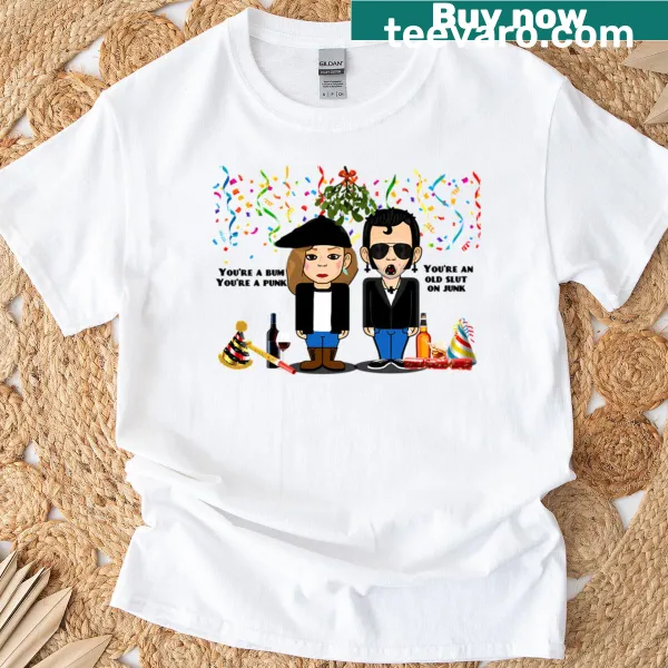 Illustration of New York cityscape on Fairytale Of New York t-shirt