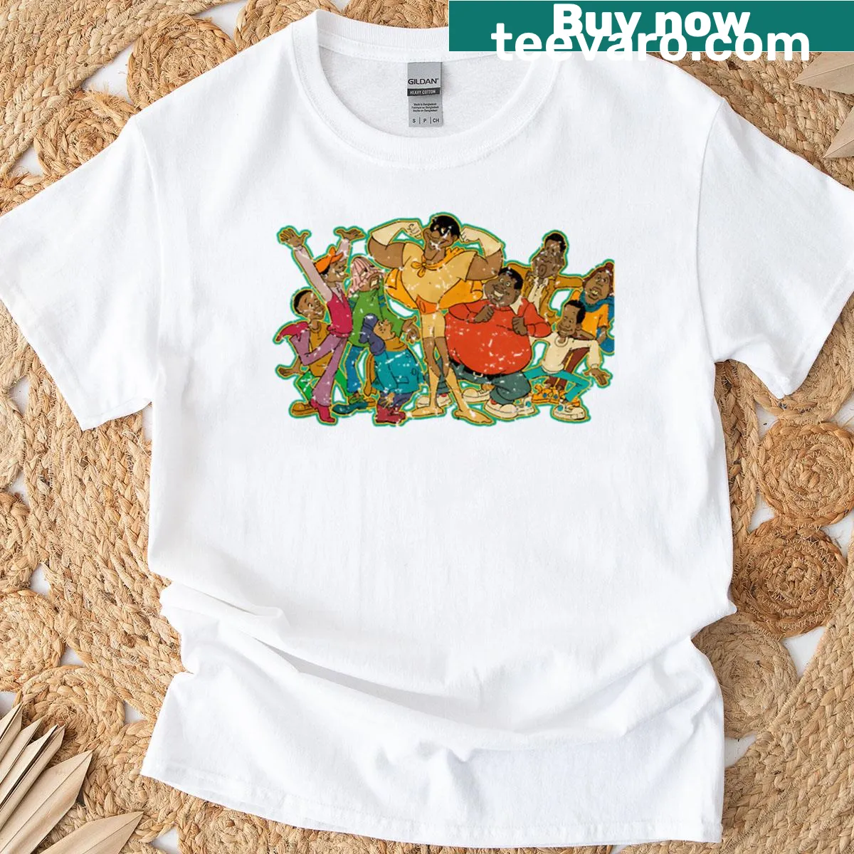 Fat Albert and The Brown Hornet graphic on t-shirt — on a men's t-shirt
