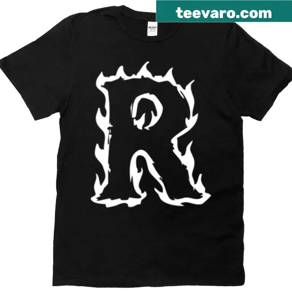 Monogram T-shirt with a flaming letter 'R' design