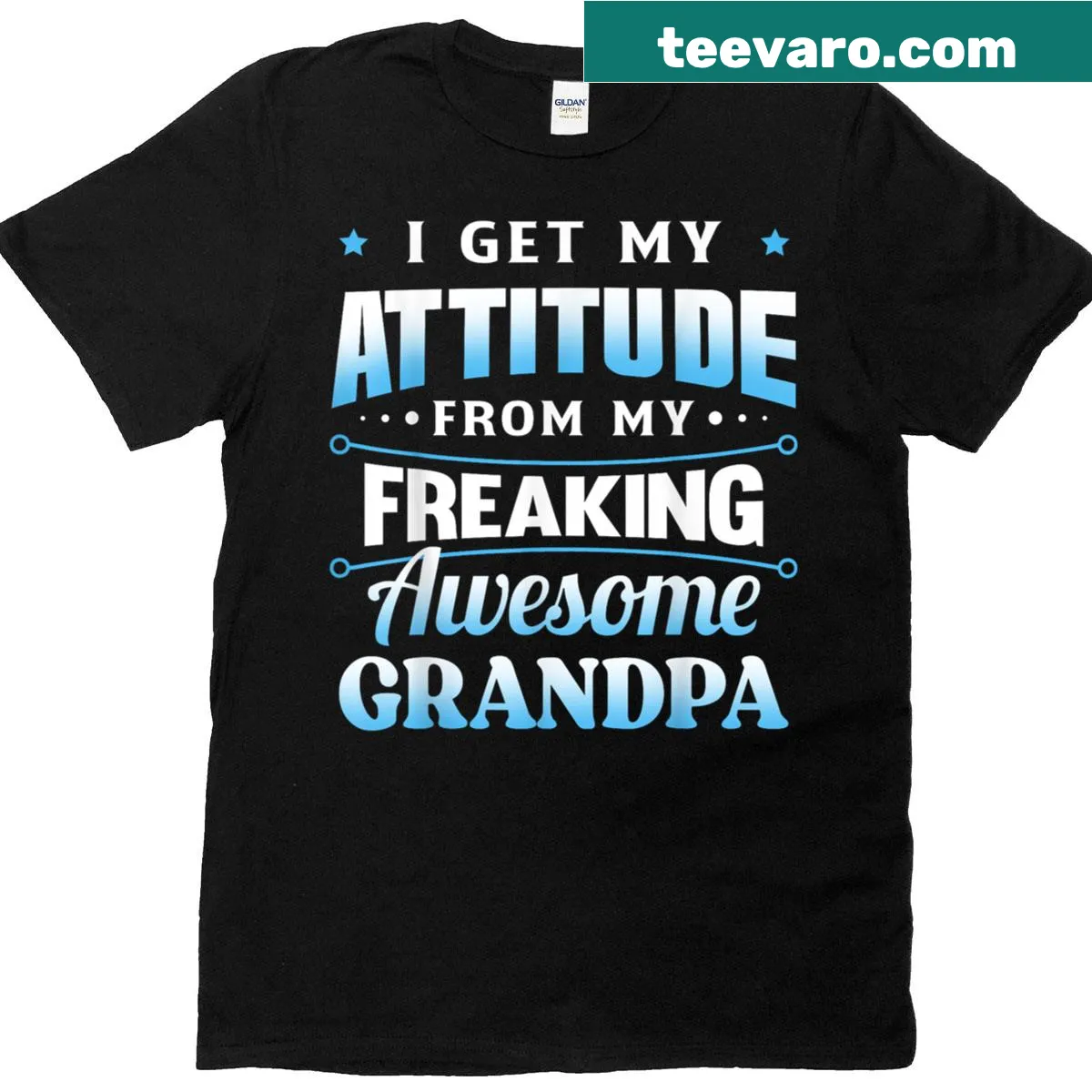 Humorous T-shirt with text about attitude from grandpa — on a men's t-shirt
