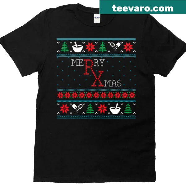 Funny Christmas T-shirt for pharmacists with humorous design
