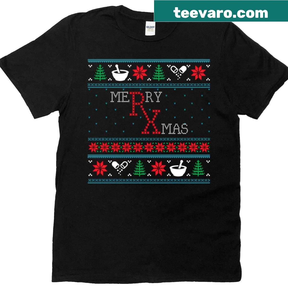 Funny Christmas T-shirt for pharmacists with humorous design — on a men's t-shirt