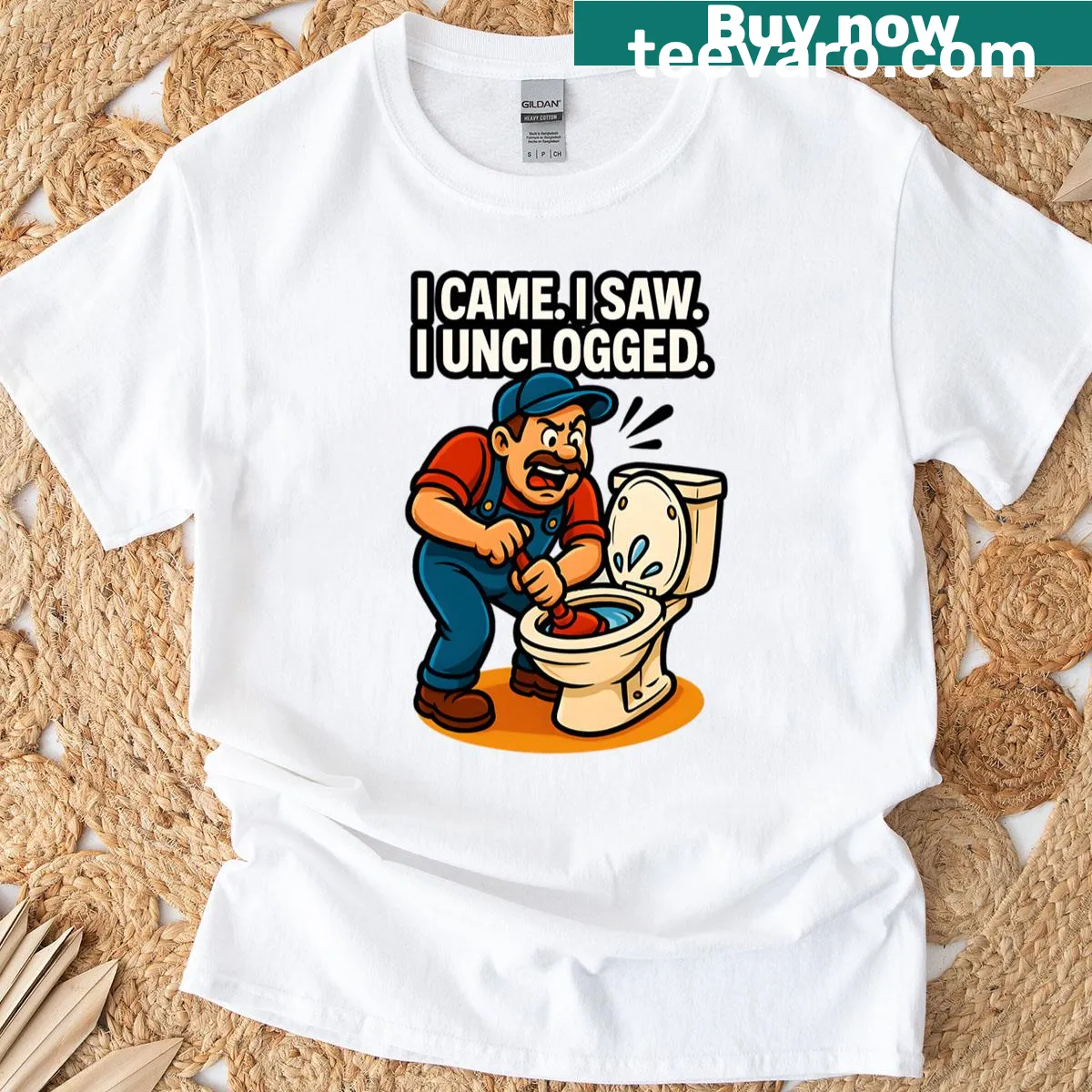 Humorous plumbing design T-shirt for dads and husbands — on a men's t-shirt