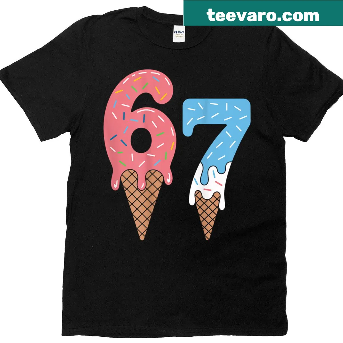 Retro Funny Six Seven Meme shirt celebrating internet culture. — on a men's t-shirt