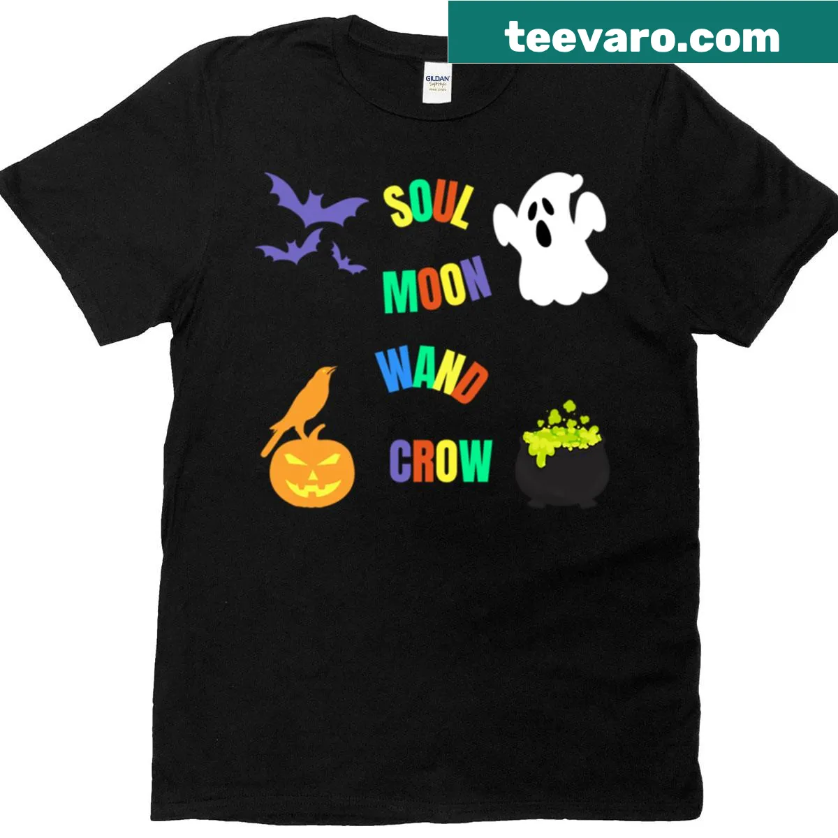Ghost with a wand under a crescent moon on a t-shirt — on a men's t-shirt