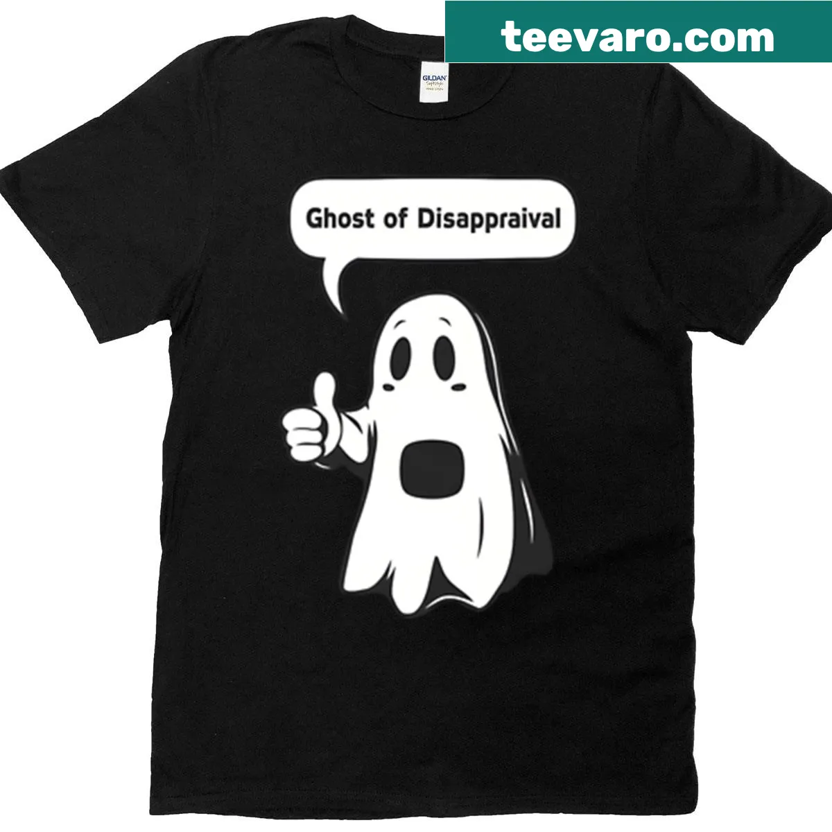 Illustration of a disapproving ghost on a t-shirt — on a men's t-shirt