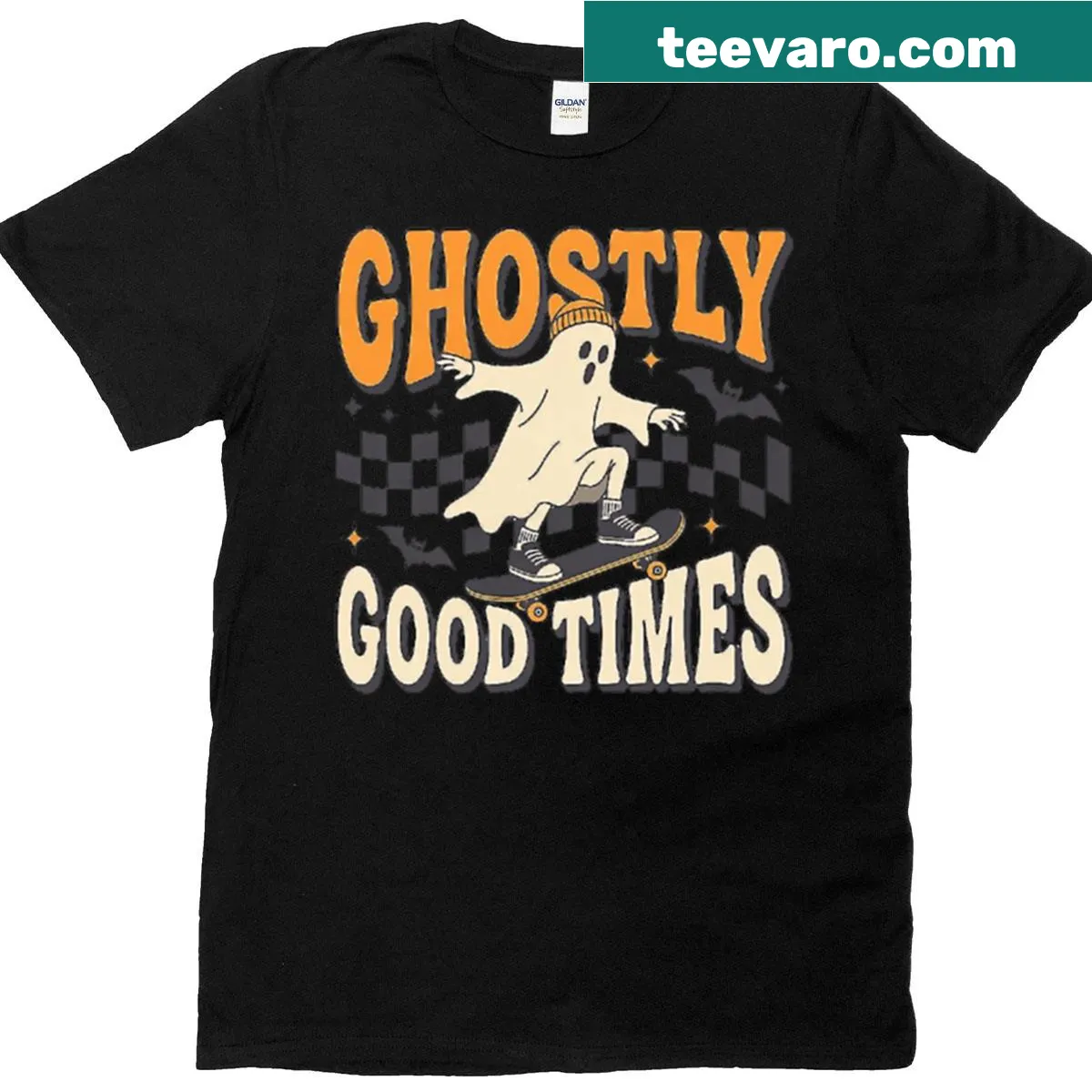 Halloween typography with skateboard theme on a spooky T-shirt — on a men's t-shirt