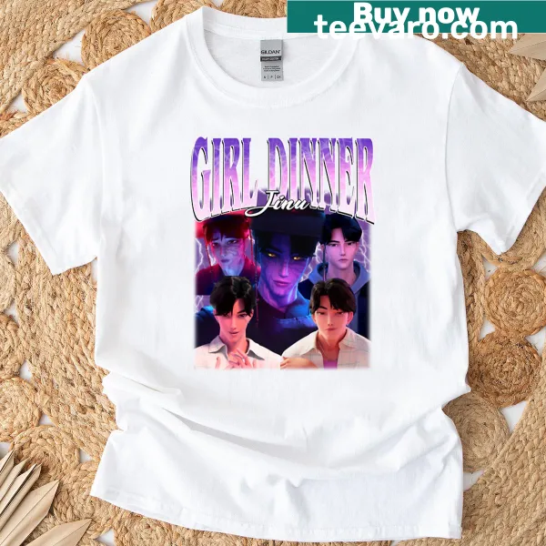 K-pop themed T-shirt featuring a whimsical dinner scene
