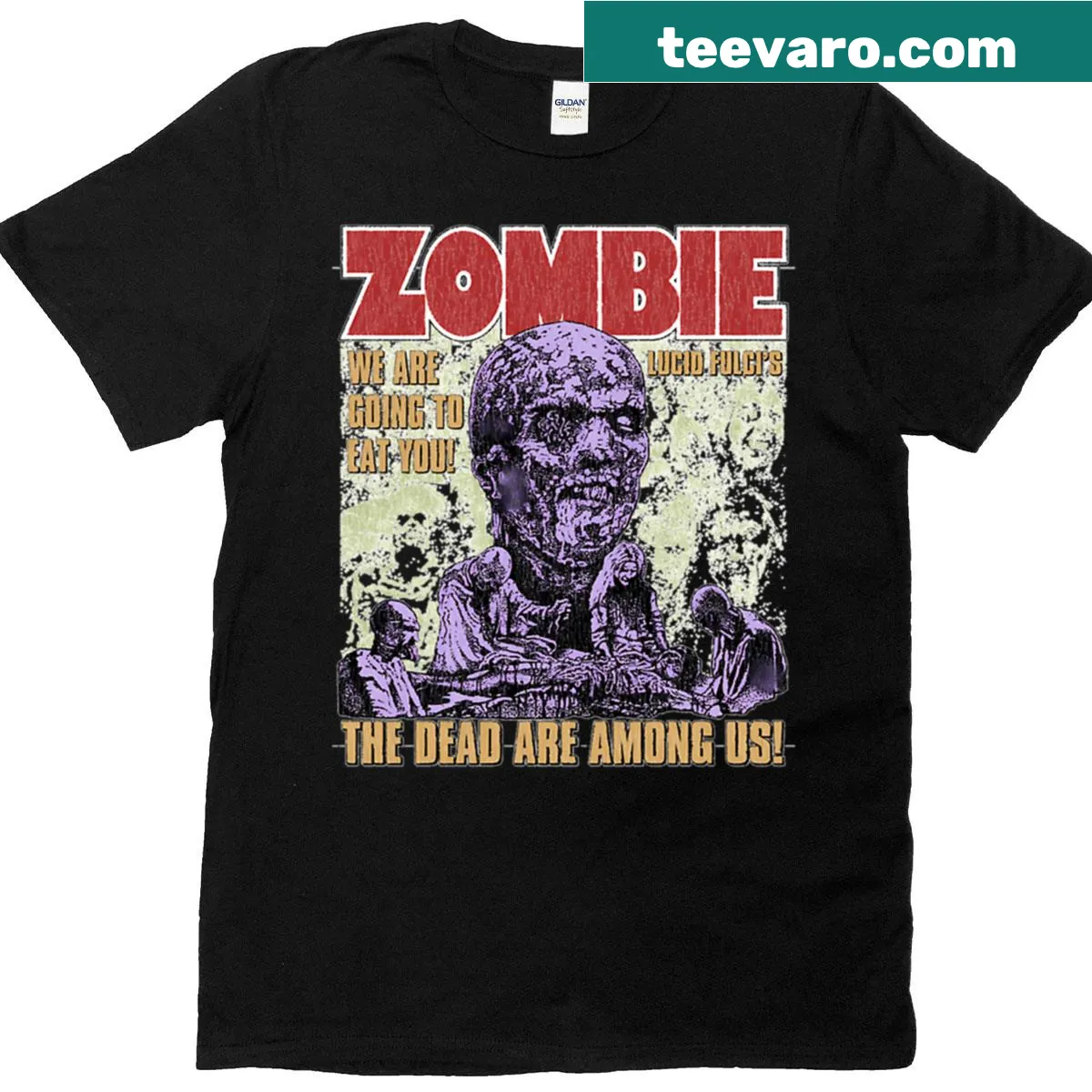 Lucio Fulci inspired zombie graphic T-shirt — on a men's t-shirt
