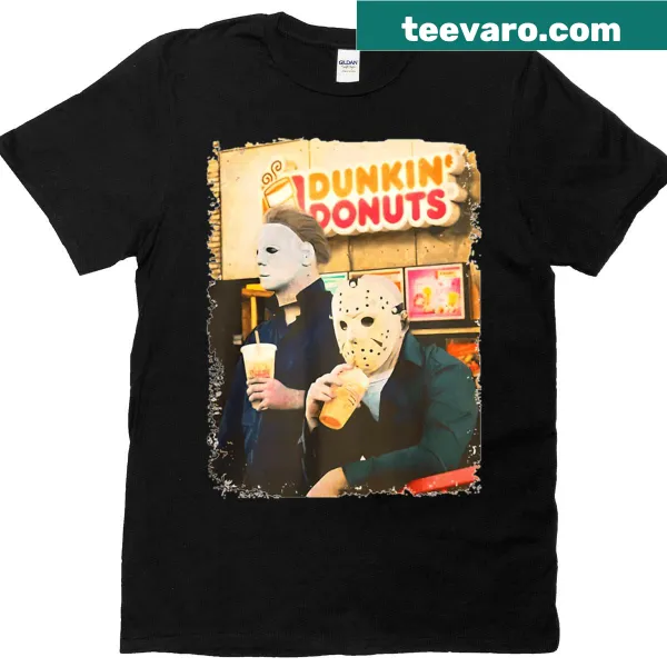 Horror movie killers t-shirt with Dunkin Donuts reference
