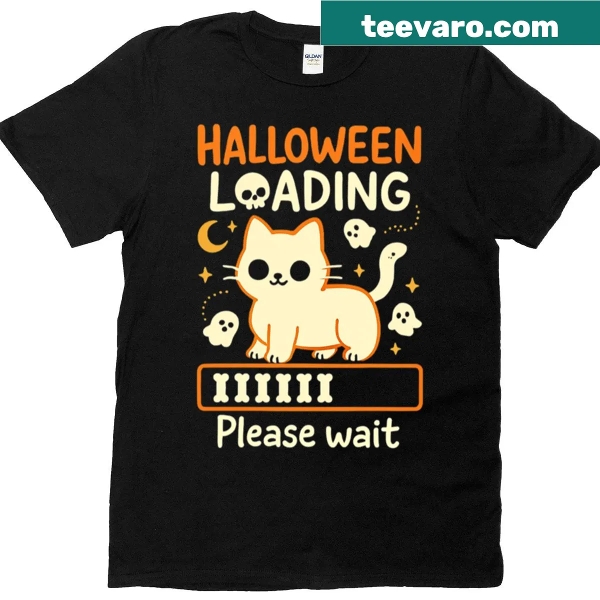 Playful Halloween loading graphic on a t-shirt. — on a men's t-shirt