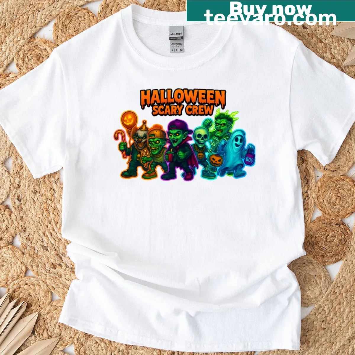 Oversized Halloween t-shirt with a spooky design — on a men's t-shirt