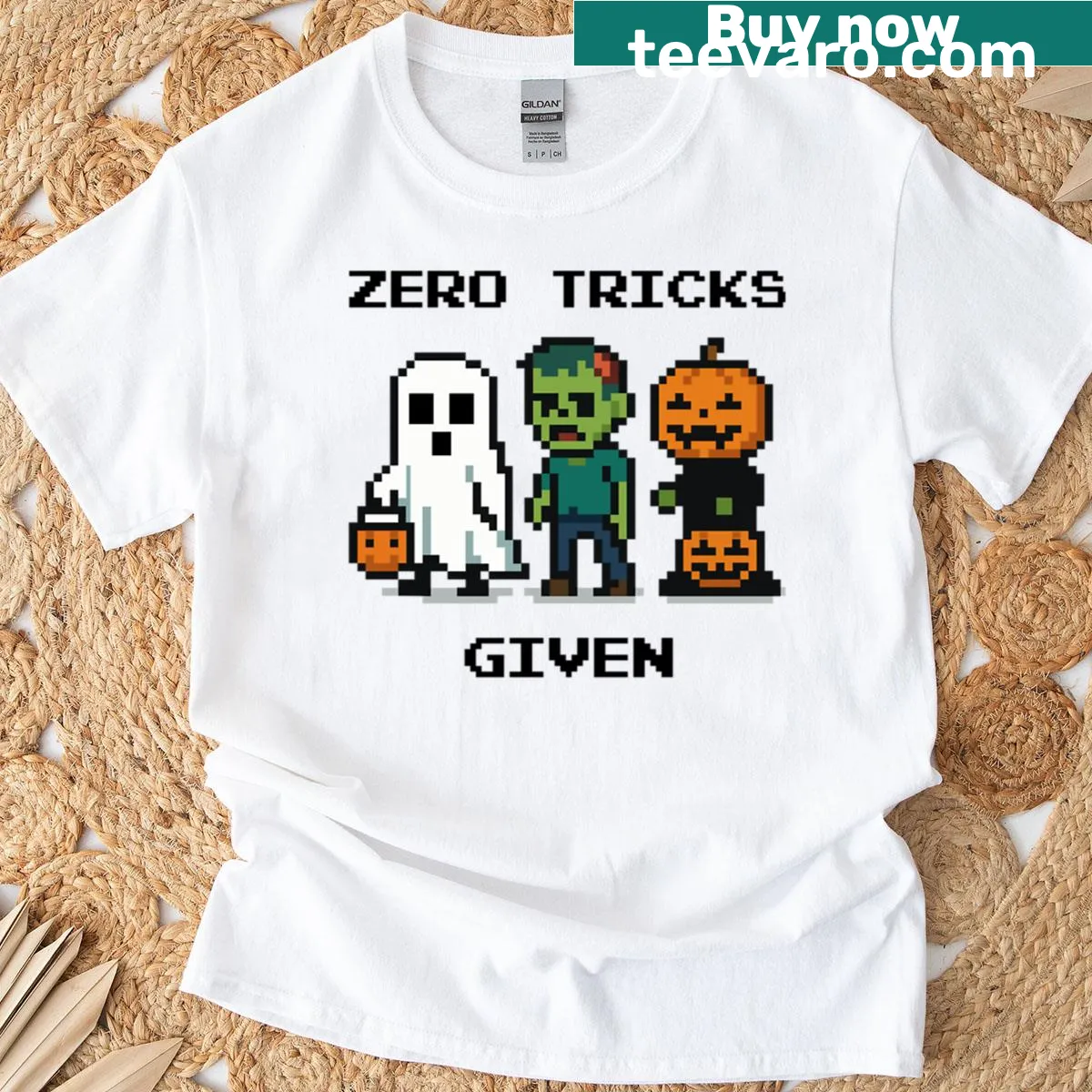 Distressed Halloween T-shirt featuring a ghostly figure in a sheet. — on a men's t-shirt