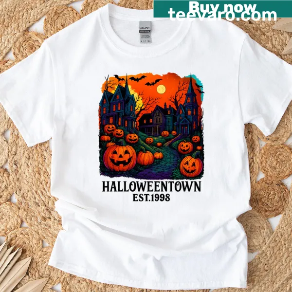 Vintage-style Halloween Town T-shirt with nostalgic design