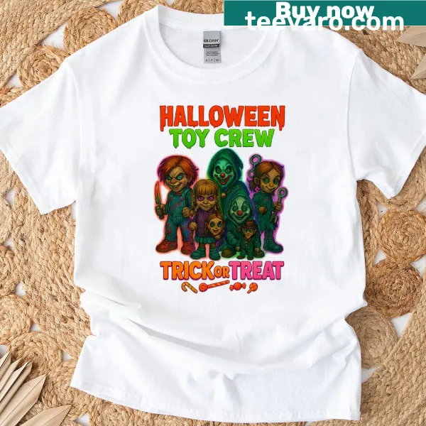 Funny Halloween shirt with playful toy-inspired designs