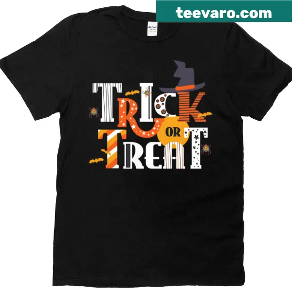 Playful Halloween Trick Or Treat graphic on a t-shirt