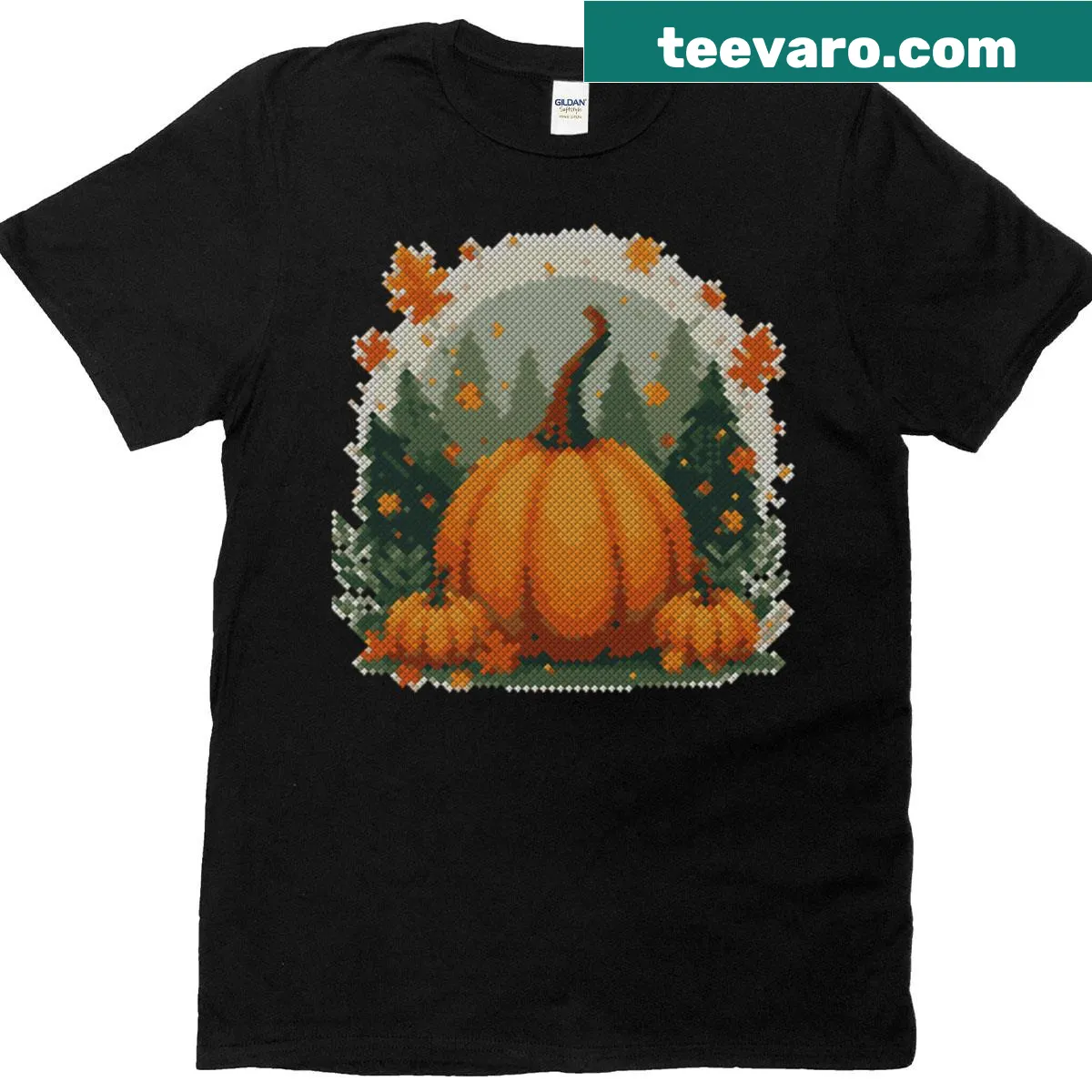 Halloween-themed pumpkin design t-shirt with typography — on a men's t-shirt