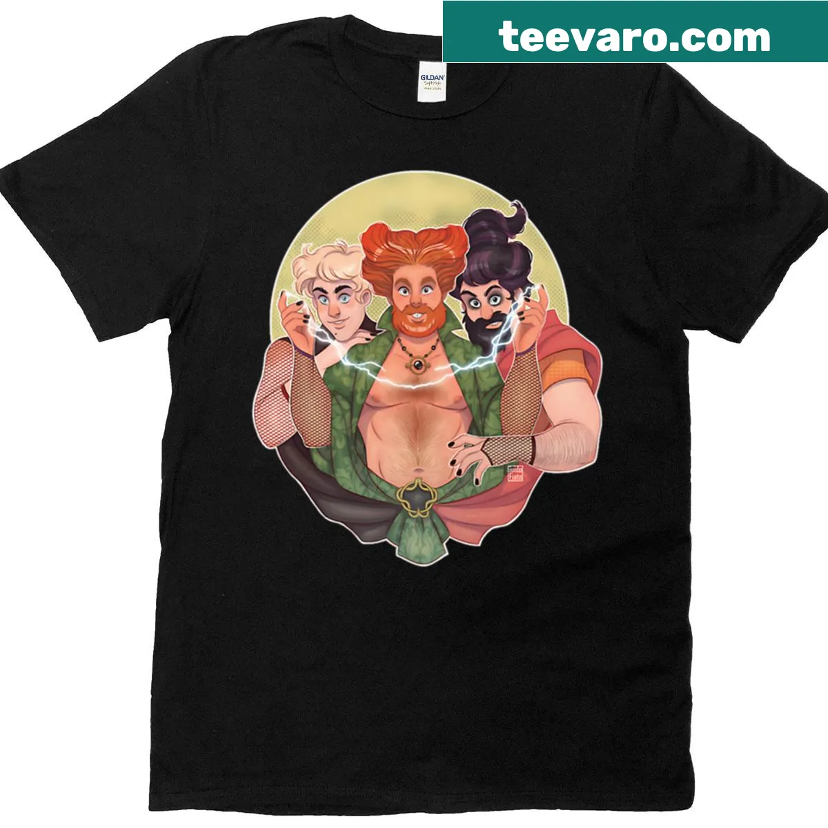 Cartoon bears in magical activities on a playful t-shirt — on a men's t-shirt