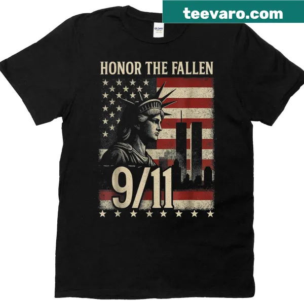 American flag design commemorating September 11 on a t-shirt