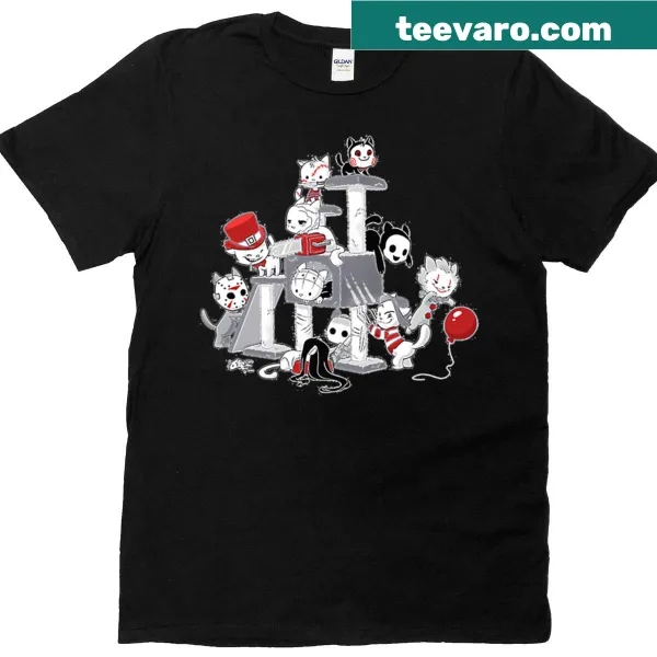 Funny cartoon horror cats graphic for Halloween