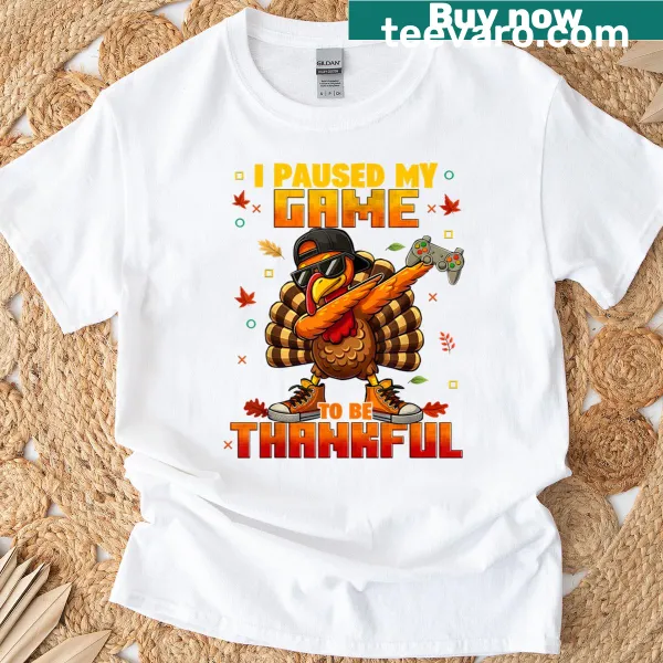 T-shirt with a dabbing turkey and gaming message for Thanksgiving