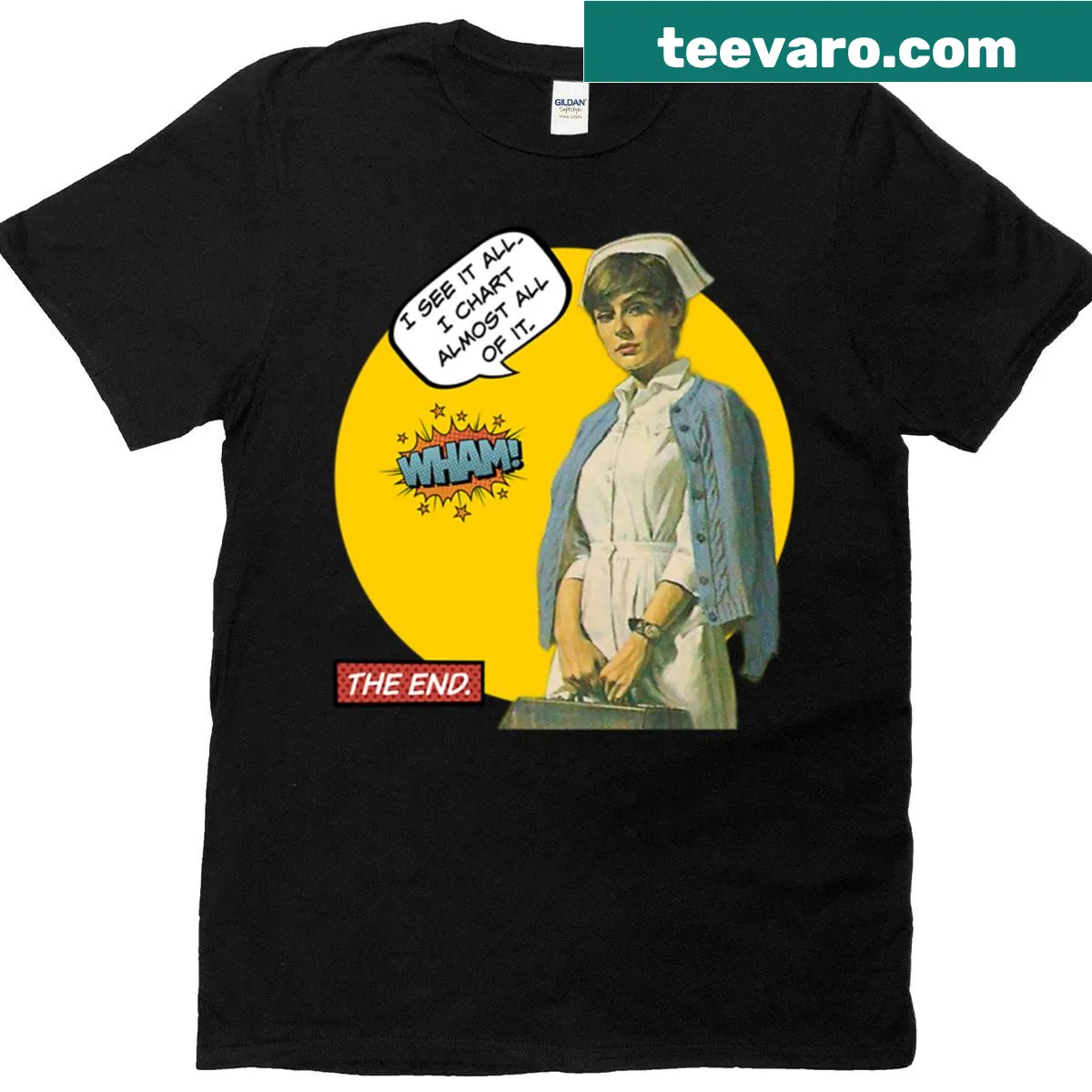 Funny nurse t-shirt with humorous saying about charting — on a men's t-shirt