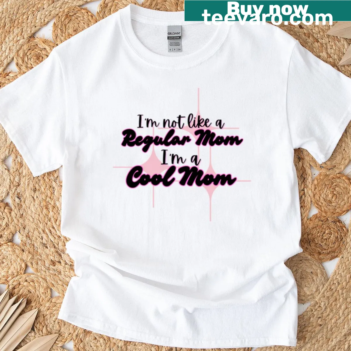 Graphic T-shirt with 'I'm a Cool Mom' text — on a men's t-shirt