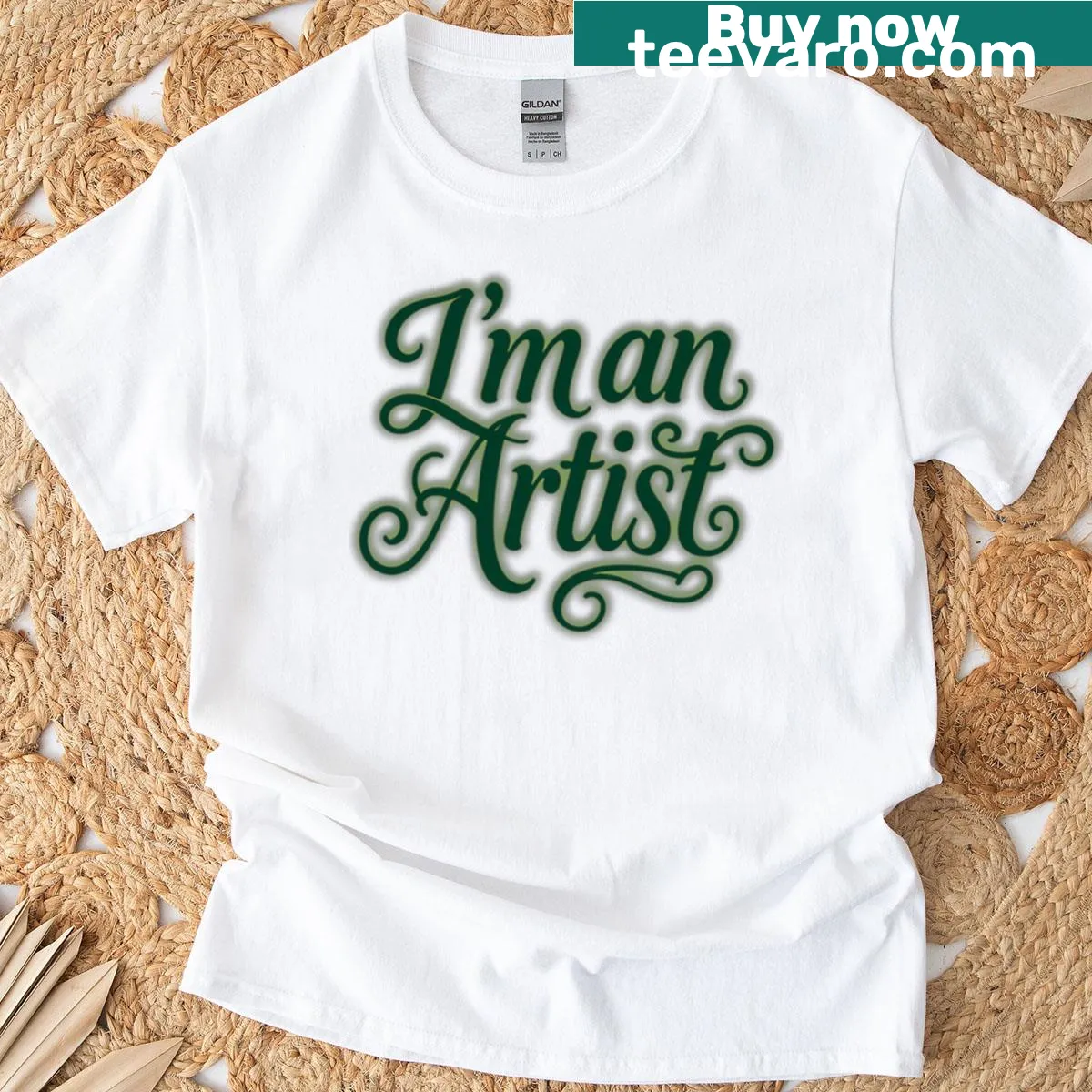 Text t-shirt declaring I'm an artist — on a men's t-shirt