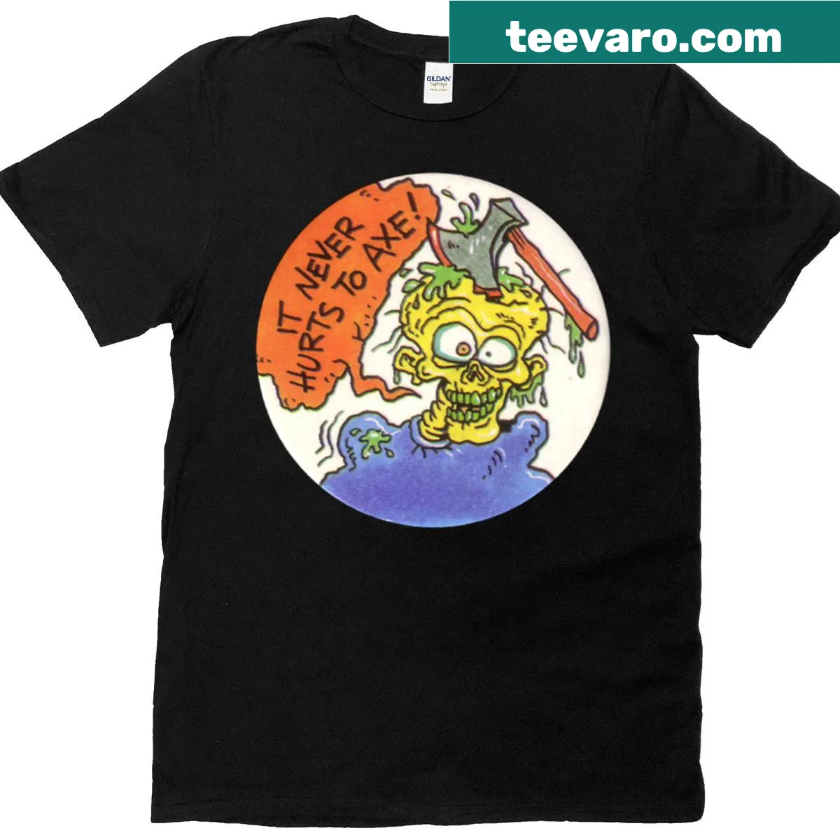 Vintage Halloween design t-shirt with pun and axe graphic. — on a men's t-shirt