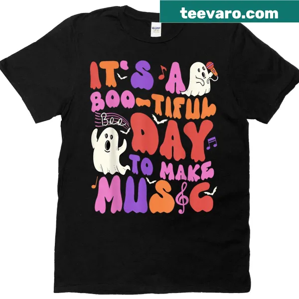 Funny Halloween T-shirt for music teachers with playful text