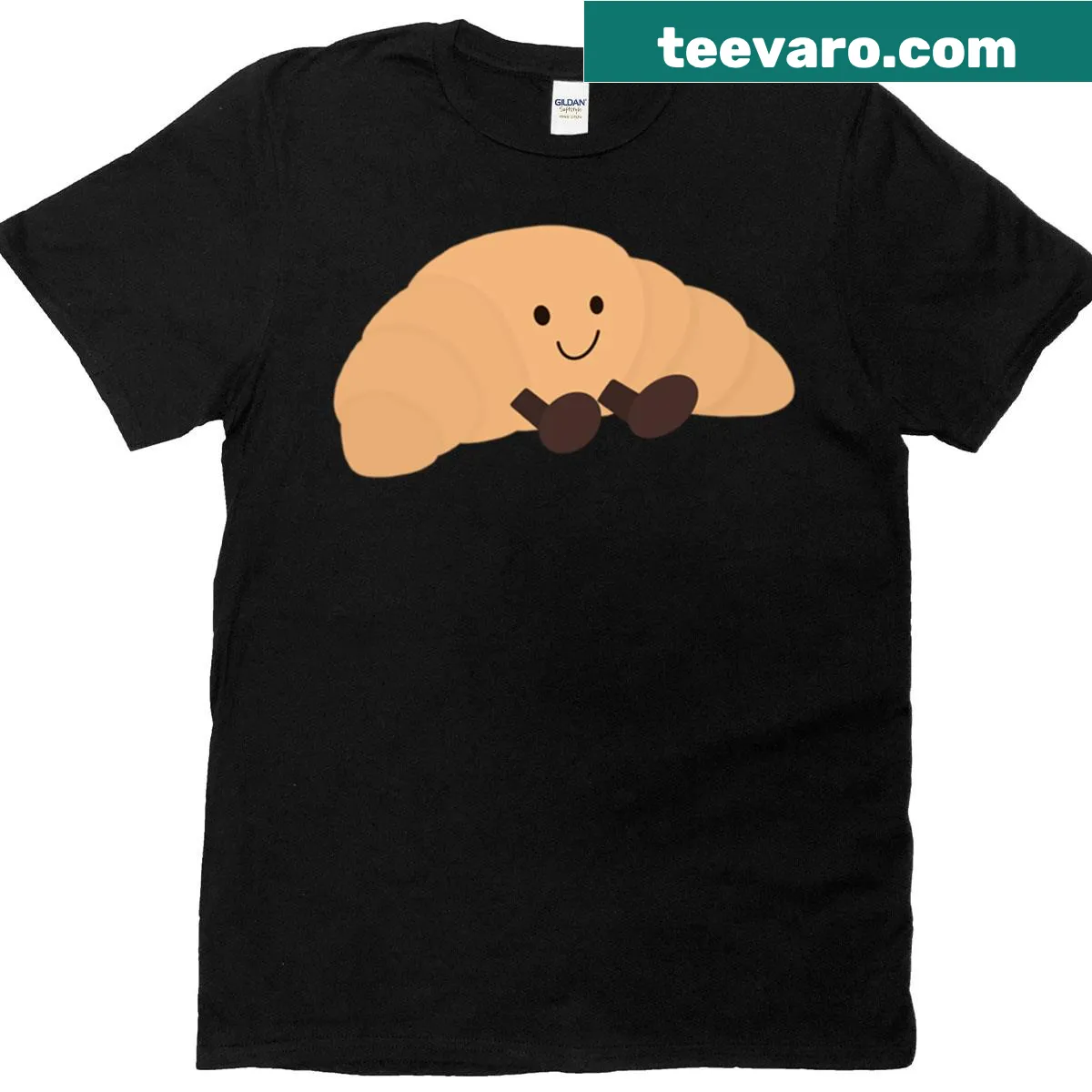 Cartoon T-shirt featuring a cute jelly croissant plushie design. — on a men's t-shirt