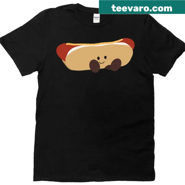 Playful t-shirt featuring a jelly hot dog plushie graphic.