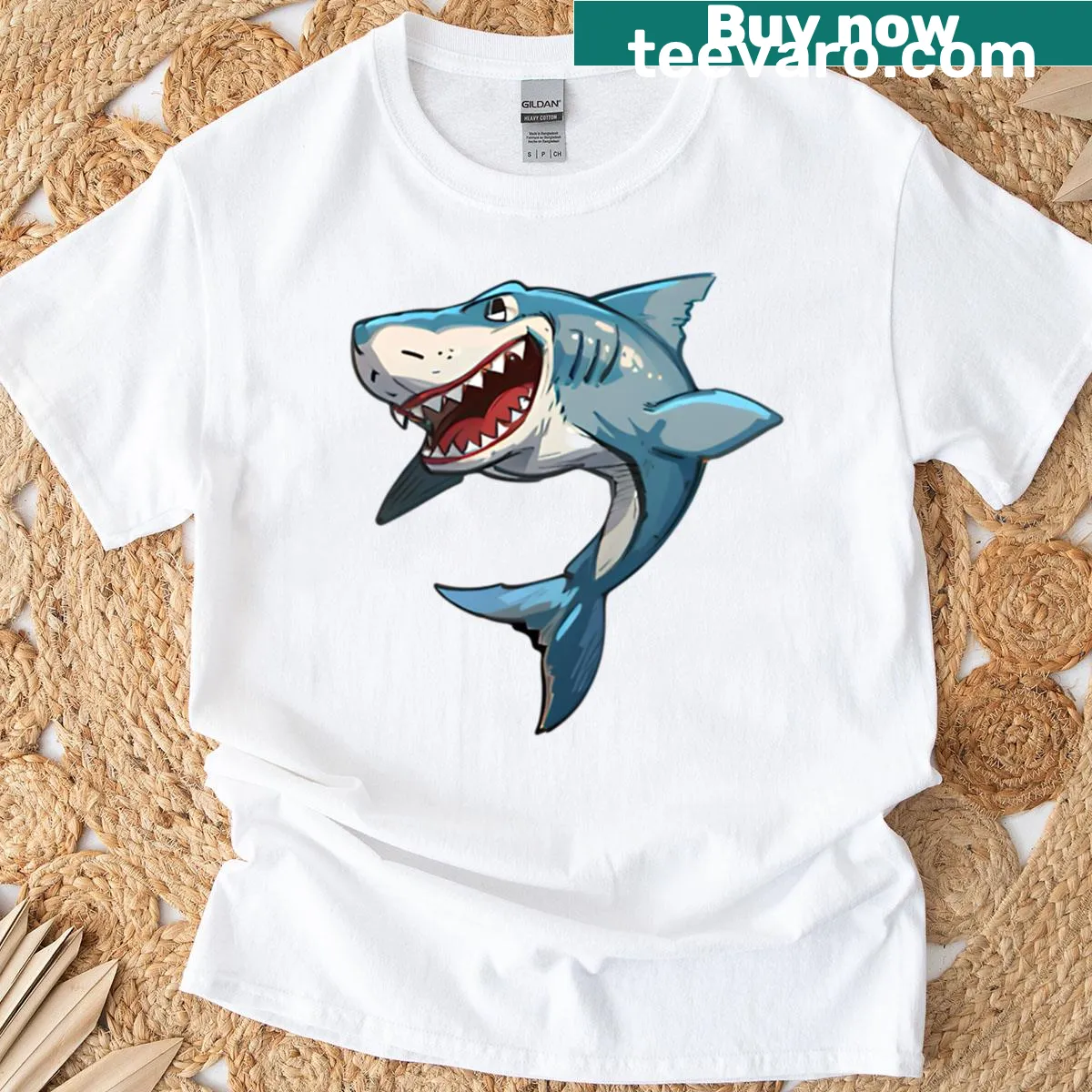 Intriguing illustration of a jolly character with dark elements on a T-shirt — on a men's t-shirt