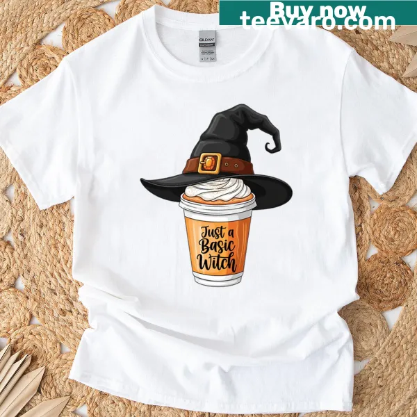 Whimsical text t-shirt featuring a witch theme