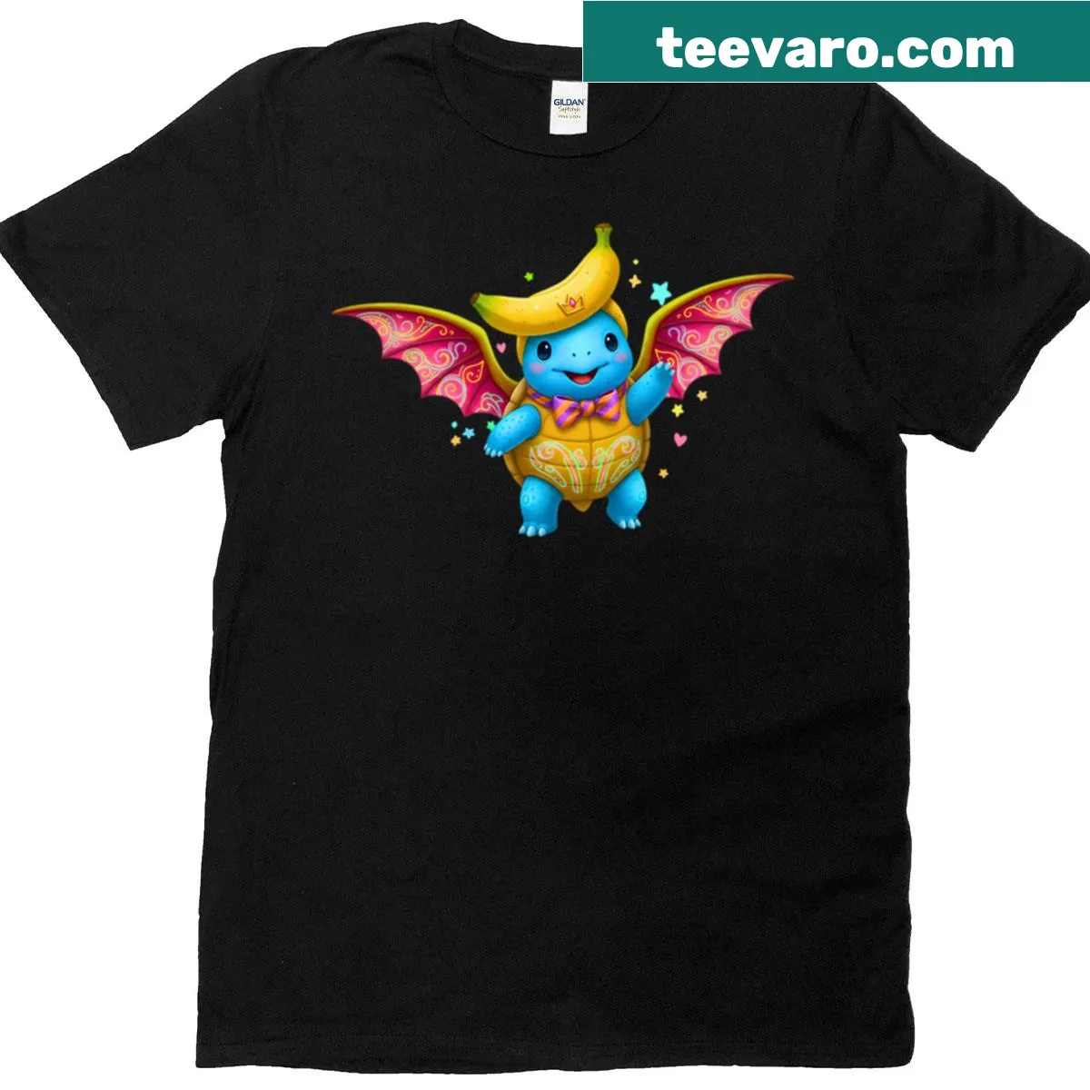 Kawaii dragon fruit bat graphic for a cute Halloween T-shirt — on a men's t-shirt