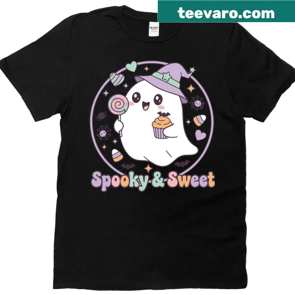 Cute kawaii ghost design t-shirt for Halloween.