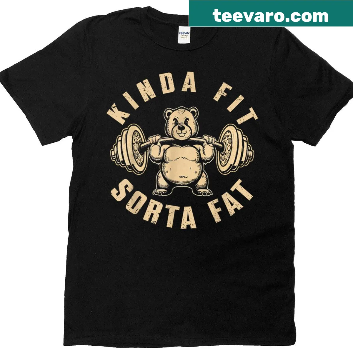 Retro bear graphic t-shirt with funny gym slogan. — on a men's t-shirt