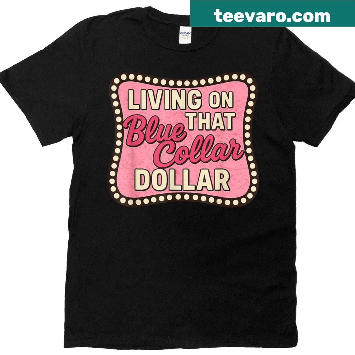 Vintage style t-shirt for women celebrating blue collar and cowgirl culture — on a men's t-shirt
