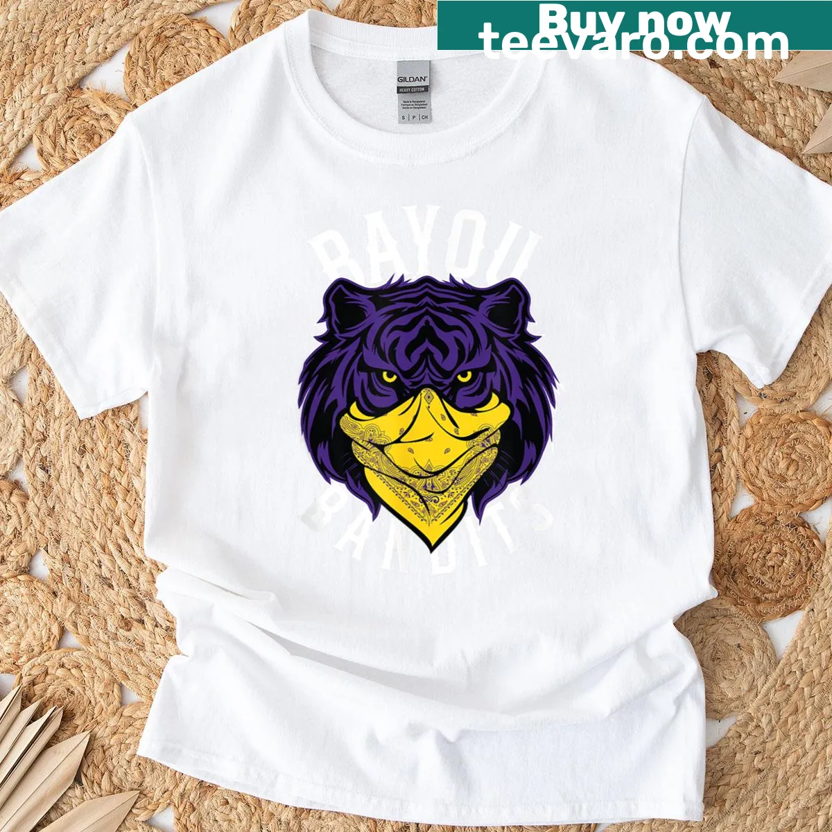 LSU Tigers Bayou Bandits emblem T-shirt — on a men's t-shirt