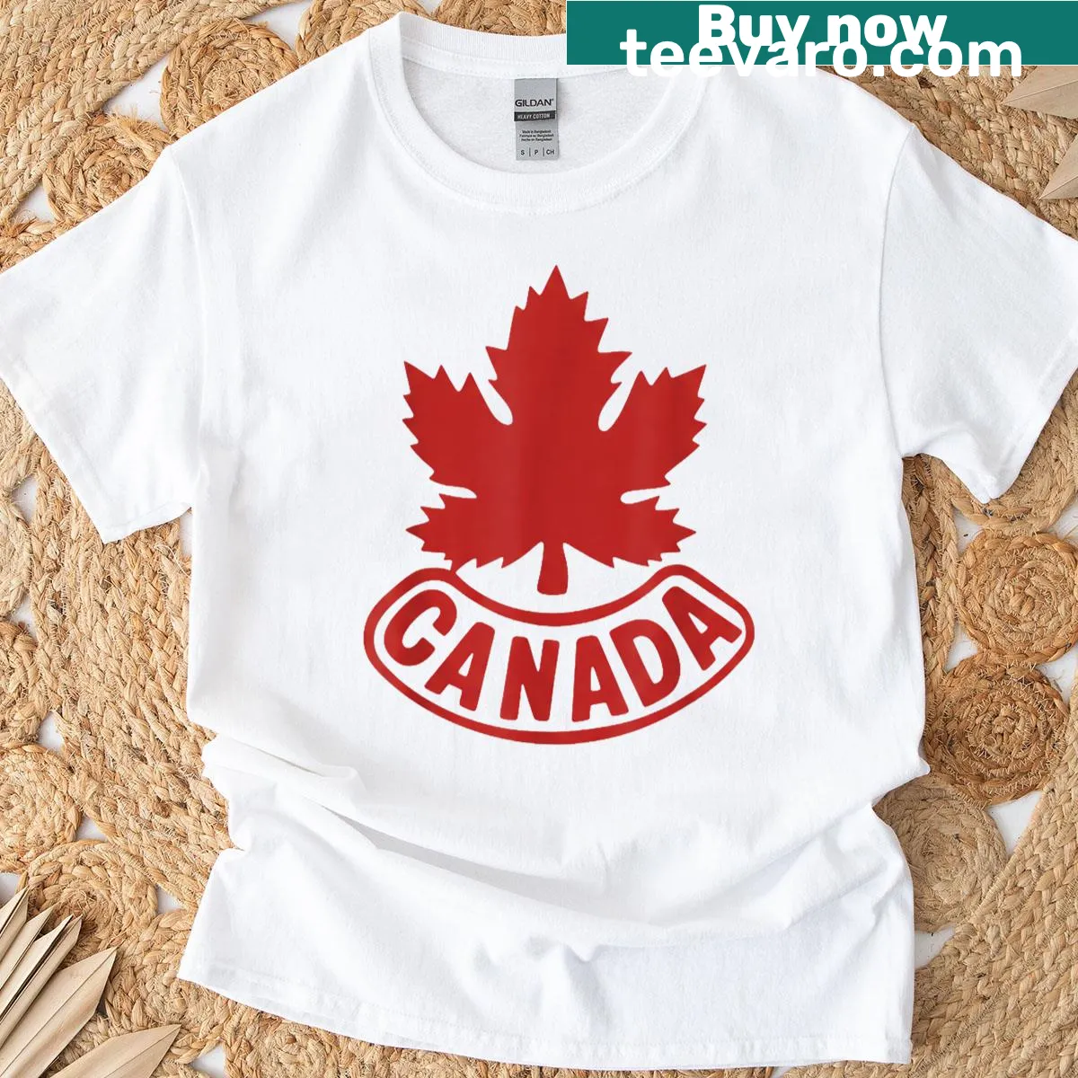Distressed maple leaf graphic on a Canadian vintage T-shirt — on a men's t-shirt