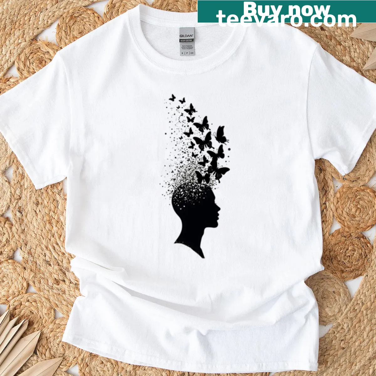 Inspirational Mind Butterfly Release T-shirt with butterfly graphic — on a men's t-shirt