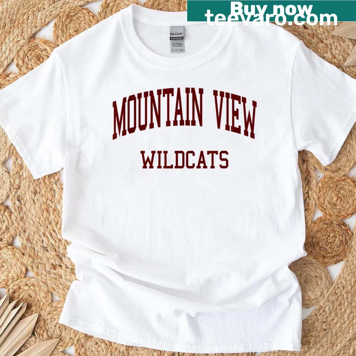 Retro Mountain View High School t-shirt with classic school name design — on a men's t-shirt